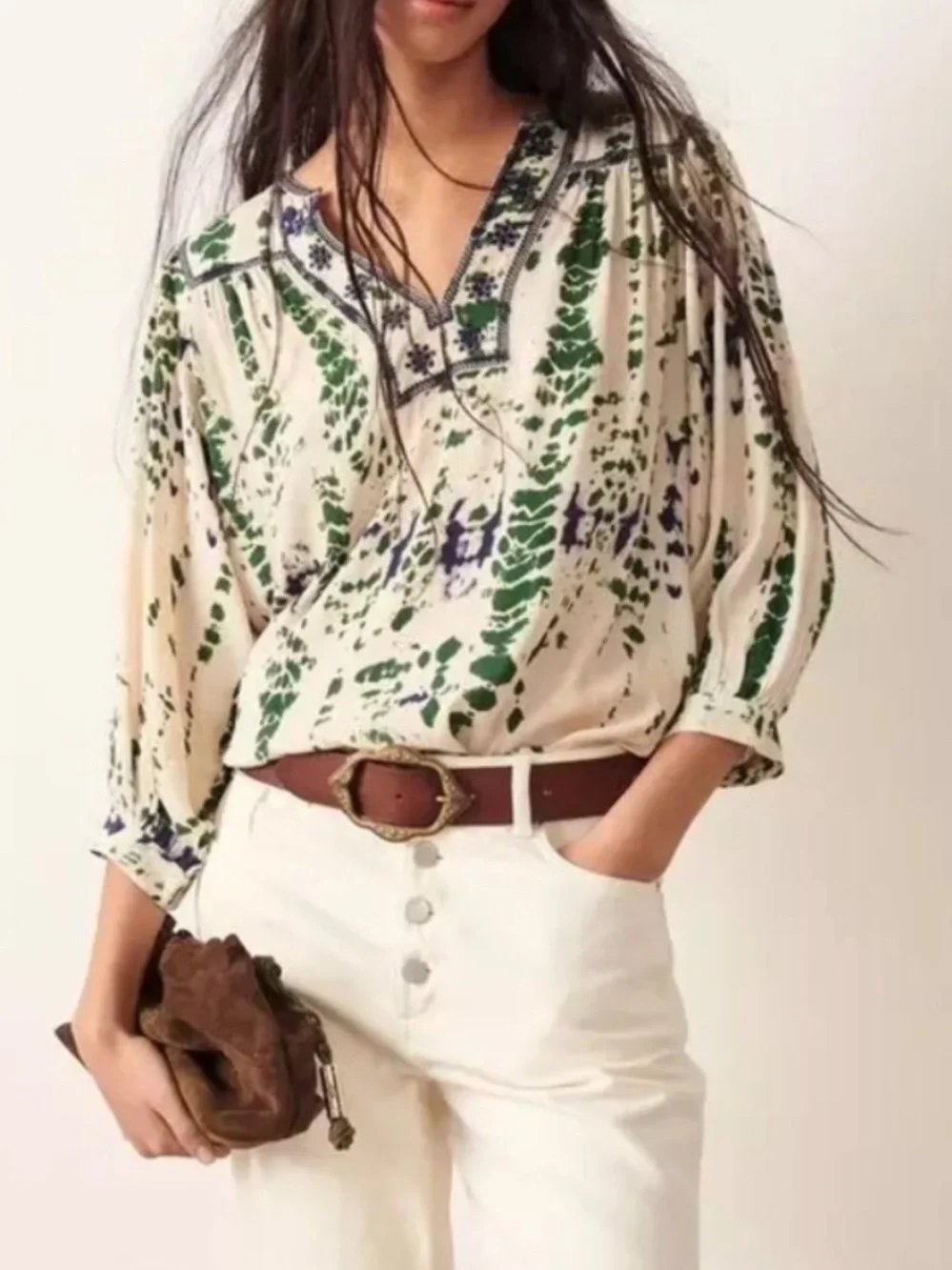 BA&SH Idris Abstract Tie Dye Print Blouse - Picture 2 of 16